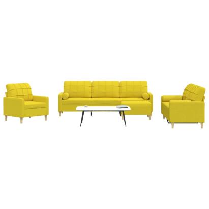 Set canapele cu taburet/perne, 4 piese, galben deschis, textil GartenMobel Dekor