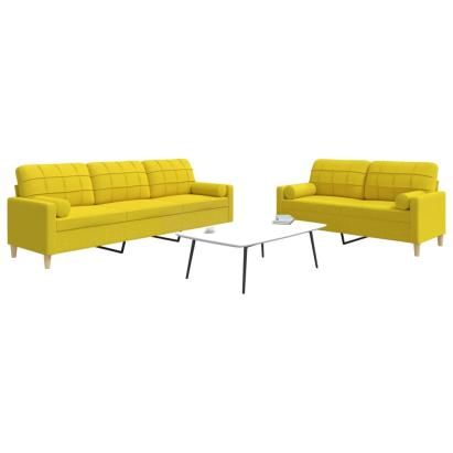Set de canapele cu perne rulou, 2 piese, galben deschis, textil GartenMobel Dekor