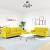 Set canapele cu taburet/perne, 3 piese, galben deschis, textil GartenMobel Dekor