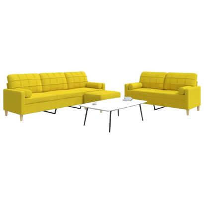 Set canapele cu taburet/perne, 3 piese, galben deschis, textil GartenMobel Dekor