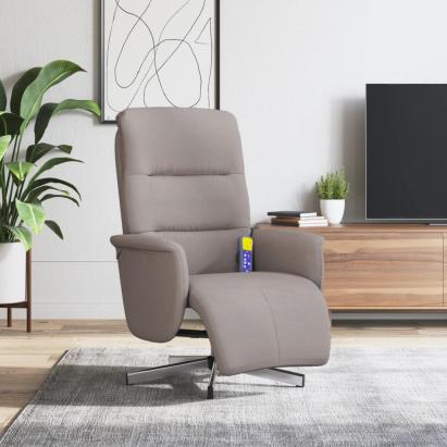 Fotoliu masaj rabatabil cu suport picioare, gri taupe, textil GartenMobel Dekor