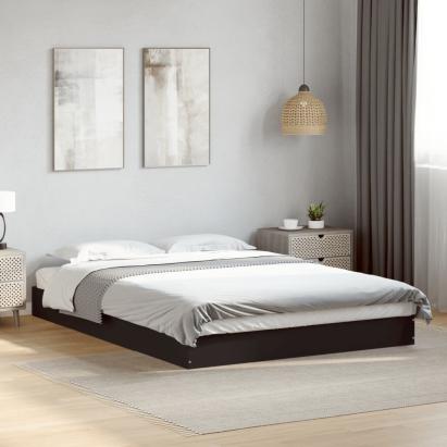 Cadru de pat, negru, 140x200 cm, lemn prelucrat GartenMobel Dekor