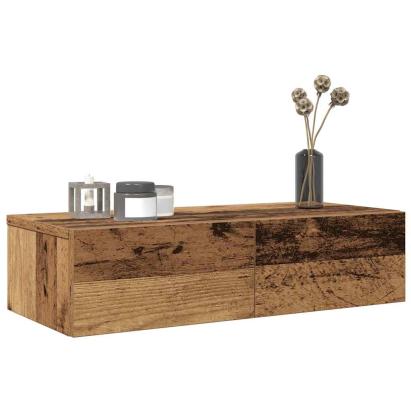 Raft perete cu sertare Lemn vechi 60x26,5x15 cm Lemn prelucrat GartenMobel Dekor
