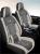 Huse auto premium 5 locuri Carguard Deluxe piele ecologică perforată și textil  - gri deschis - gri inchis Best CarHome