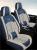 Huse auto premium 5 locuri Carguard Deluxe piele ecologică perforată și textil - albastru - alb Best CarHome