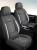 Huse auto premium 5 locuri Carguard Deluxe piele ecologică perforată și textil - negru - alb Best CarHome