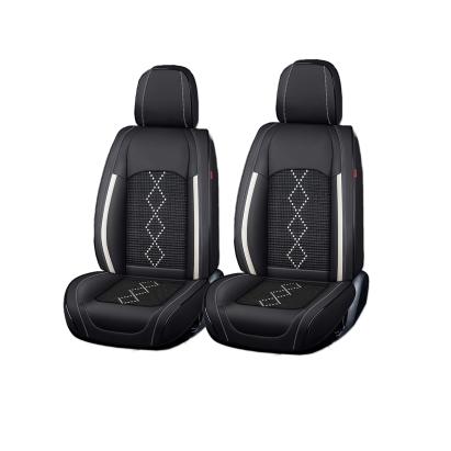 Huse auto premium 5 locuri Carguard Deluxe piele ecologică perforată și textil - negru - alb Best CarHome