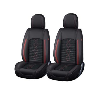 Huse auto premium 5 locuri Carguard Deluxe piele ecologică perforată și textil - negru - rosu închis Best CarHome