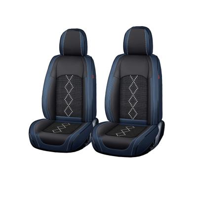 Huse auto premium 5 locuri Carguard Deluxe piele ecologică perforată și textil - negru - albastru închis Best CarHome