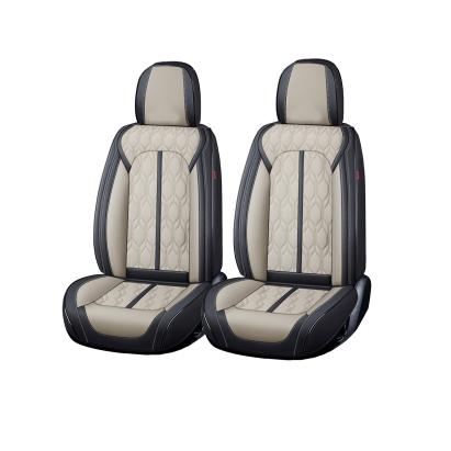 Huse auto premium 5 locuri Carguard Deluxe piele ecologică perforată - negru - crem Best CarHome