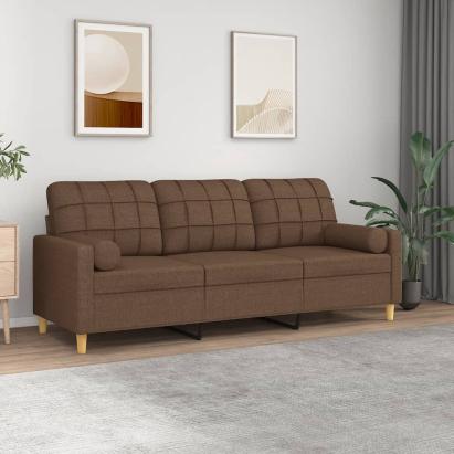Canapea cu 3 locuri cu pernuțe, maro, 180 cm, textil GartenMobel Dekor