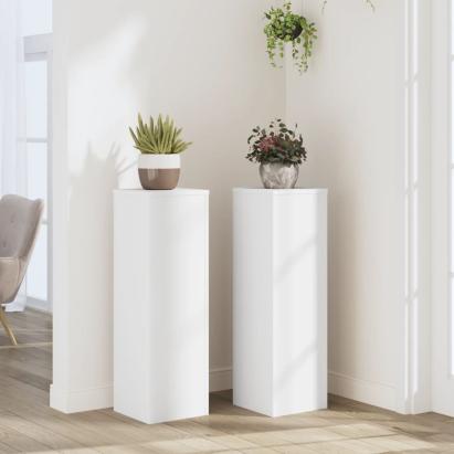 Suporturi de plante, 2 buc., alb, 25x25x80 cm, lemn prelucrat GartenMobel Dekor