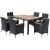 Set mobilier gradina/terasa, PE ratan, otel, negru si bej, 1 masa, 6 fotolii, Adelia GartenVIP DiyLine