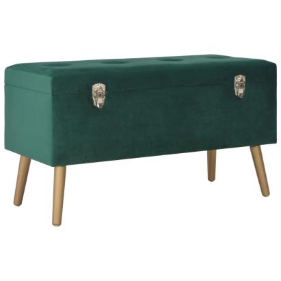 Bancă cu un compartiment de depozitare, verde, 80 cm, catifea GartenMobel Dekor