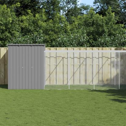 Coteț pui cu incintă gri deschis 165x863x181 cm oțel galvanizat GartenMobel Dekor