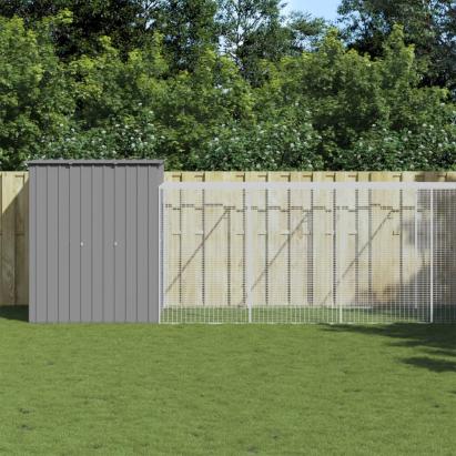 Coteț pui cu incintă gri deschis 165x1067x181cm oțel galvanizat GartenMobel Dekor
