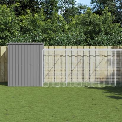 Coteț pui cu incintă gri deschis 165x1271x181cm oțel galvanizat GartenMobel Dekor