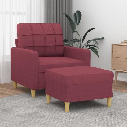Fotoliu canapea cu taburet, roșu vin, 60 cm, material textil GartenMobel Dekor