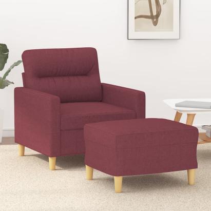 Fotoliu canapea cu taburet, roșu vin, 60 cm, material textil GartenMobel Dekor