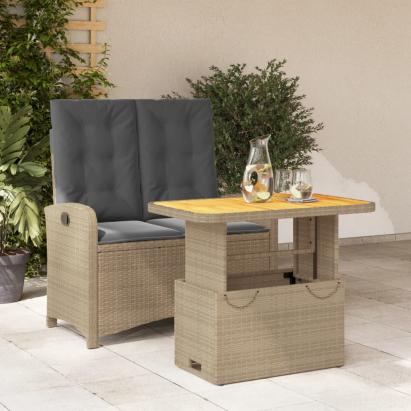 Set mobilier de grădină, 2 piese, cu perne, bej, poliratan GartenMobel Dekor