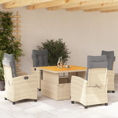 Set mobilier de grădină cu perne, 5 piese, bej, poliratan GartenMobel Dekor