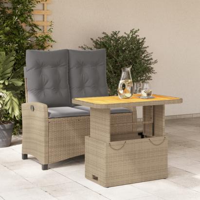 Set mobilier de grădină, 2 piese, cu perne, bej, poliratan GartenMobel Dekor