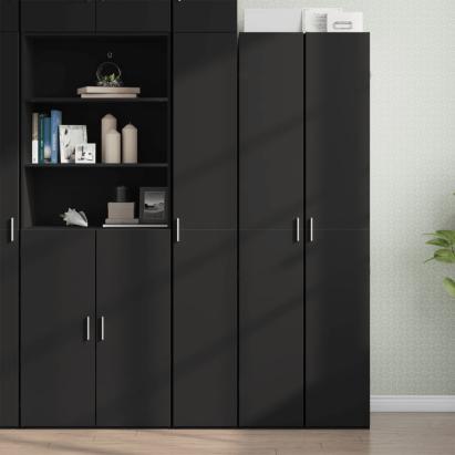 Dulap înalt, negru, 30x42,5x185 cm, lemn prelucrat GartenMobel Dekor