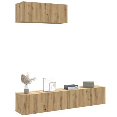 Set dulap TV 3 piese montat pe perete Stejar artizanal GartenMobel Dekor