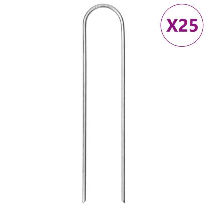 Țăruși de pământ în formă de U 25 buc. 15x3,5cm oțel galvanizat GartenMobel Dekor