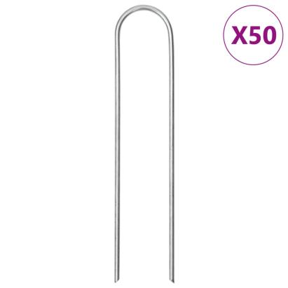 Țăruși de pământ în formă de U 50 buc. 15x3,5cm oțel galvanizat GartenMobel Dekor