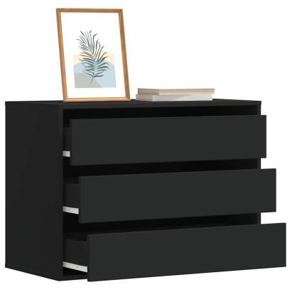 Dulap colț cu sertare negru 80x41x58 cm lemn prelucrat GartenMobel Dekor