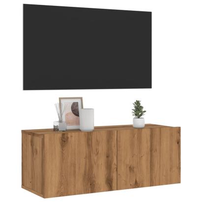 Dulap TV perete, stejar artizanal, 80x30x30 cm, lemn prelucrat GartenMobel Dekor