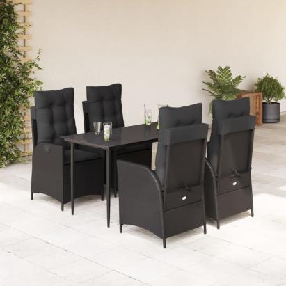 Set mobilier de grădină cu perne, 5 piese, negru, poliratan GartenMobel Dekor