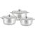 Set de Oale din Oțel Inoxidabil cu Capac din Sticlă, 5,5 / 7 / 8,5 Litri Handy KitchenServ