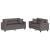 Set de canapele cu perne, 2 piese, gri, piele ecologică GartenMobel Dekor