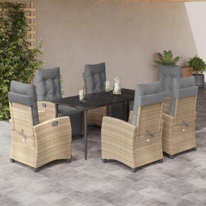 Set mobilier pentru grădină, 7 piese, cu perne, bej, poliratan GartenMobel Dekor