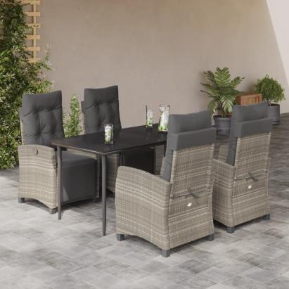 Set mobilier de grădină cu perne, 5 piese gri deschis poliratan GartenMobel Dekor