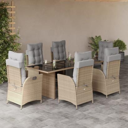 Set mobilier pentru grădină, 7 piese, cu perne, bej, poliratan GartenMobel Dekor