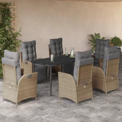 Set mobilier pentru grădină, 7 piese, cu perne, bej, poliratan GartenMobel Dekor