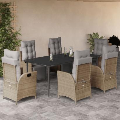 Set mobilier pentru grădină, 7 piese, cu perne, bej, poliratan GartenMobel Dekor
