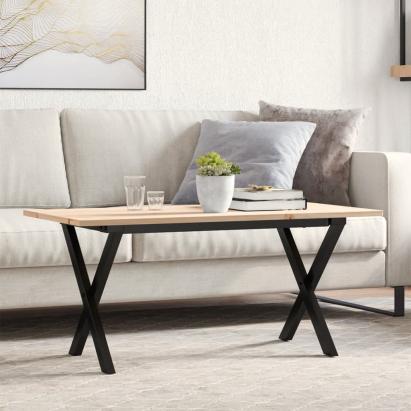 Masă de cafea, cadru X, 90x40x45 cm, lemn masiv pin și fontă GartenMobel Dekor