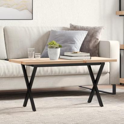 Masă de cafea, cadru X, 90x40x45,5 cm, lemn masiv pin și fontă GartenMobel Dekor