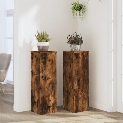 Suporturi de plante 2 buc. stejar fumuriu 25x25x80 cm lemn GartenMobel Dekor