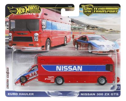 HOT WHEELS TRANSPORTATOR EURO HAULER CU MASINUTA NISSAN 300 ZX GTS SCARA 1:64 SuperHeroes ToysZone