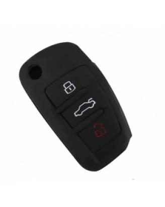 Husa Cheie Audi A6 3 Butoane Silicon Neagra AutoProtect KeyCars