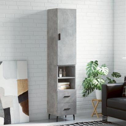 Dulap înalt, gri beton, 34,5x34x180 cm, lemn prelucrat GartenMobel Dekor