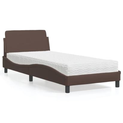 Pat cu saltea, maro, 80x200 cm, piele ecologică GartenMobel Dekor