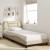 Cadru de pat cu lumini LED, crem, 90x190 cm, textil GartenMobel Dekor