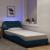 Cadru de pat cu lumini LED, albastru, 90x190 cm, textil GartenMobel Dekor