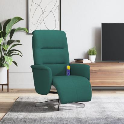 Fotoliu masaj rabatabil cu suport picioare verde închis textil GartenMobel Dekor